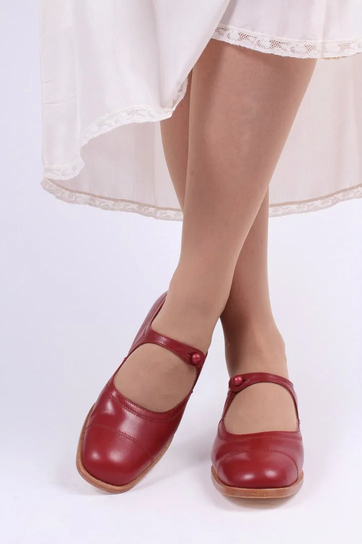 1920s Mary Jane everyday shoe - Red - Ruby