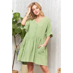 ADORA V-Neck Half Sleeve Dress with Pockets