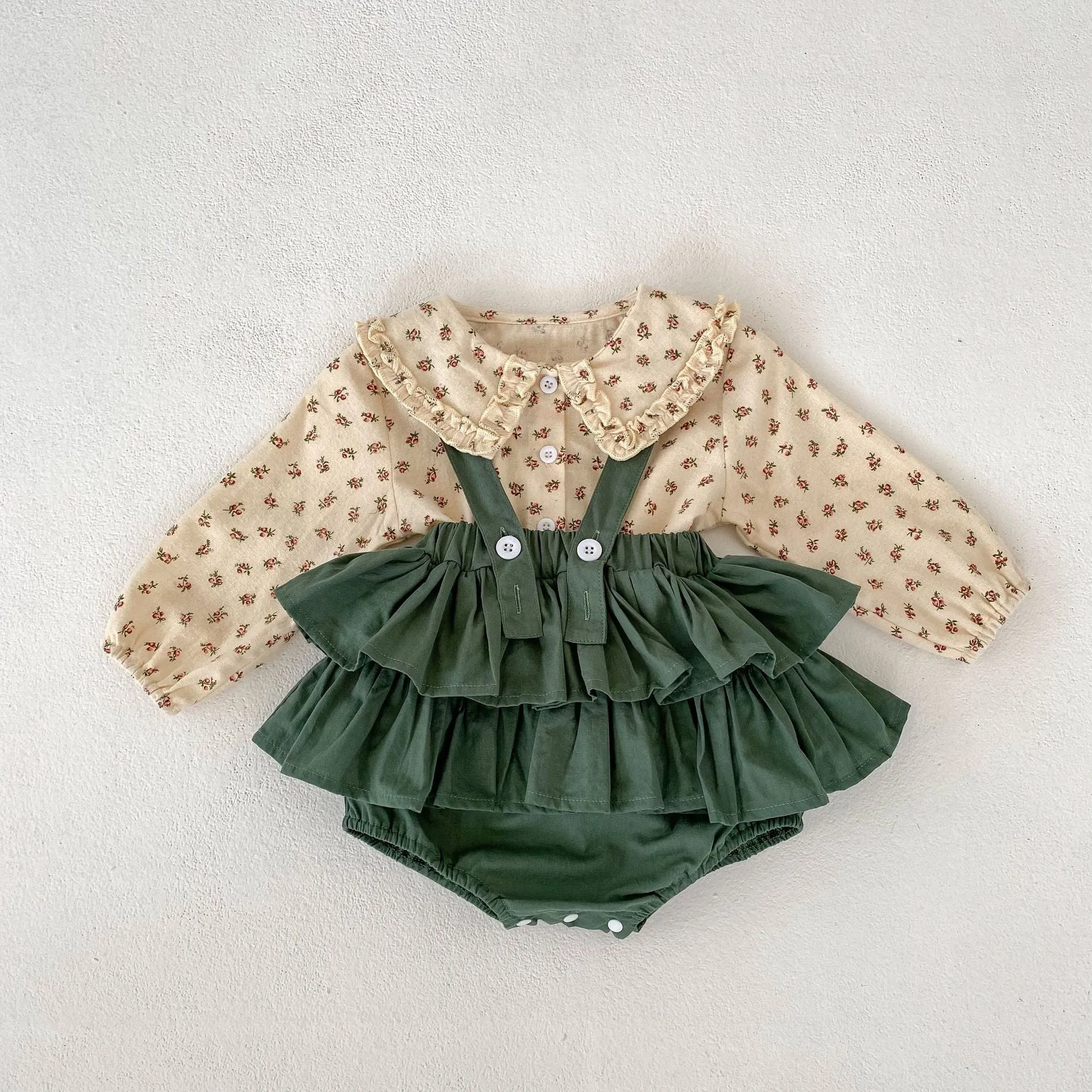 Baby Girl Romper Green Polka Charm