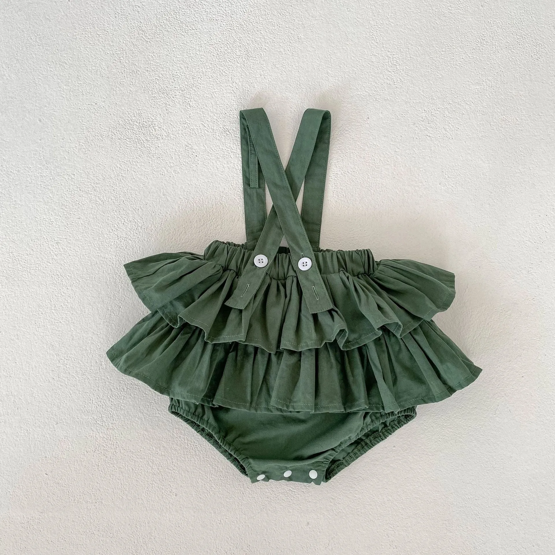 Baby Girl Romper Green Polka Charm