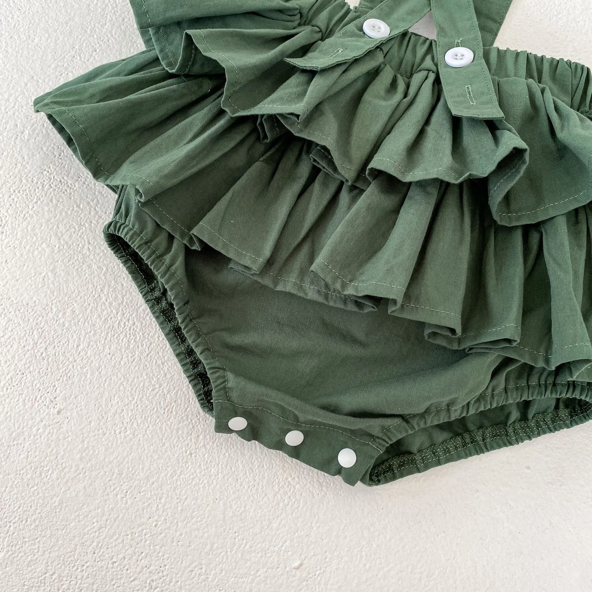 Baby Girl Romper Green Polka Charm