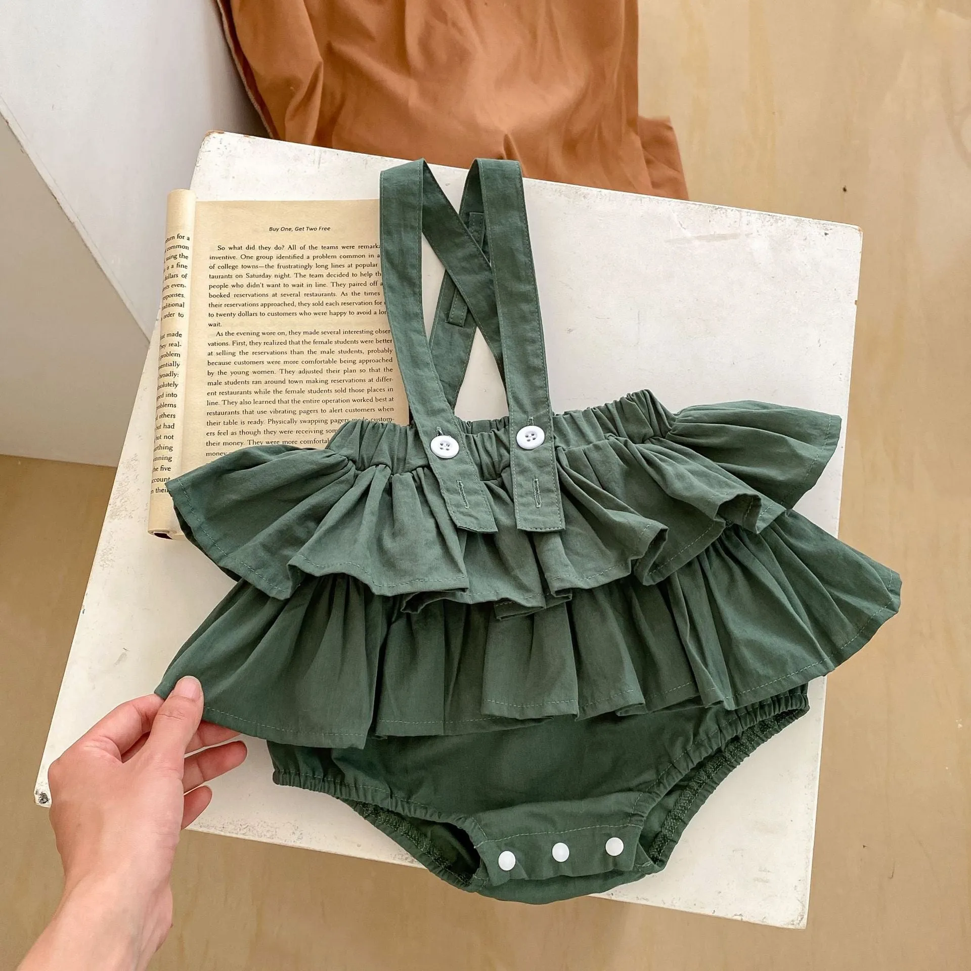 Baby Girl Romper Green Polka Charm