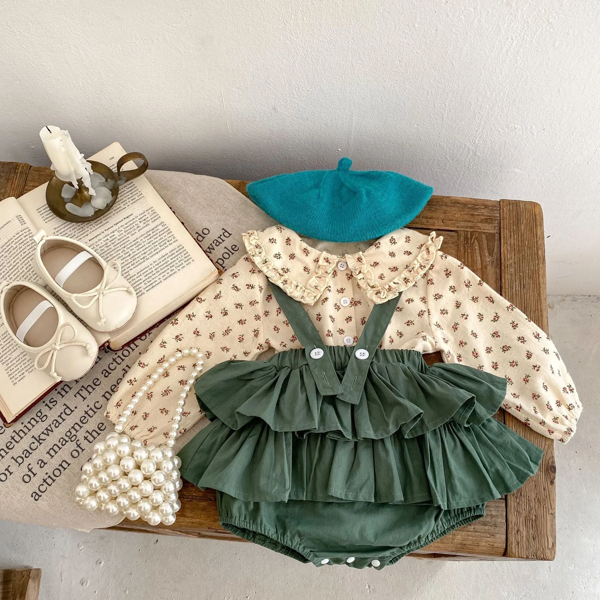 Baby Girl Romper Green Polka Charm