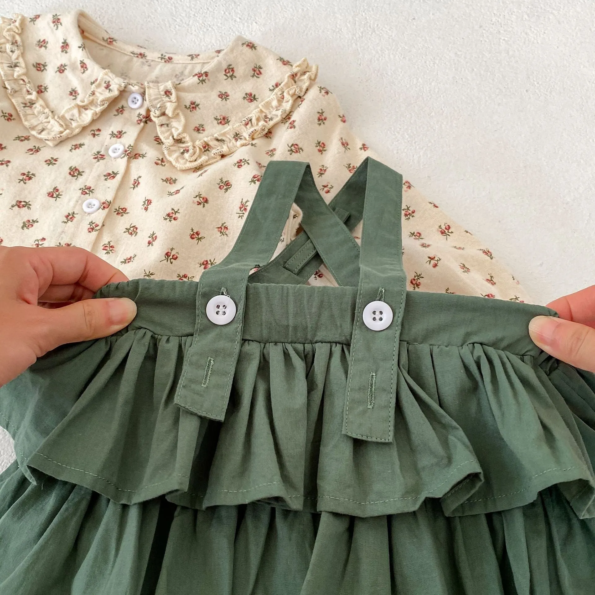 Baby Girl Romper Green Polka Charm