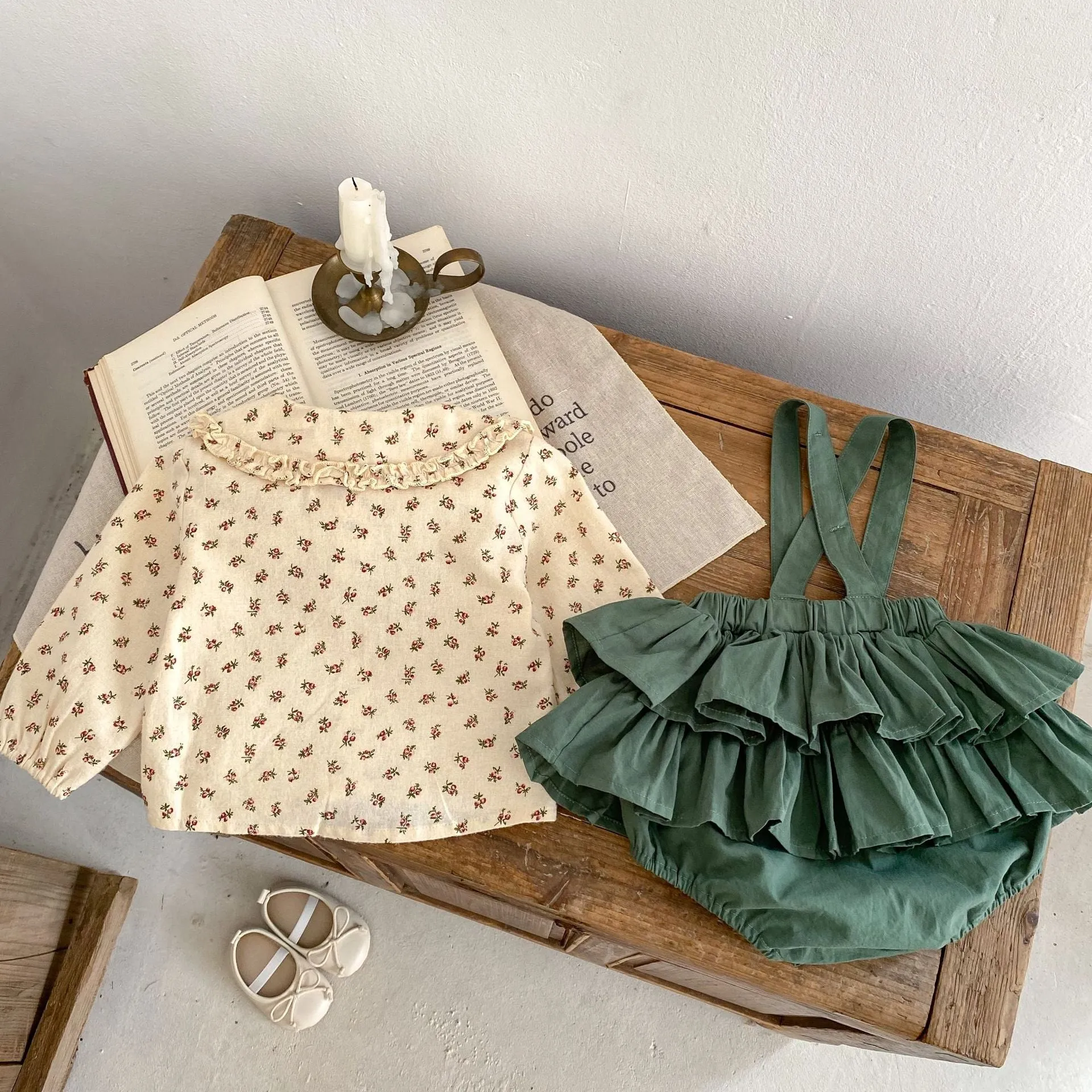 Baby Girl Romper Green Polka Charm