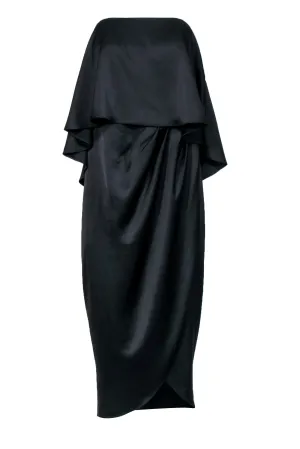 BHLDN by Anthropologie - Black Crepe Strapless Midi Dress w/ Overlay Sz 16