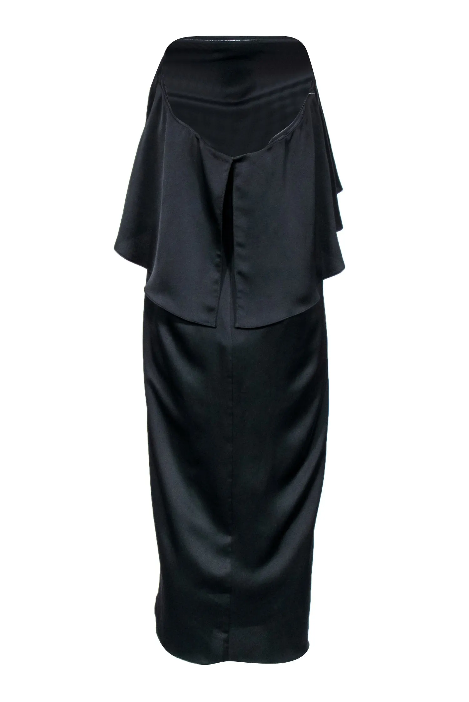 BHLDN by Anthropologie - Black Crepe Strapless Midi Dress w/ Overlay Sz 16
