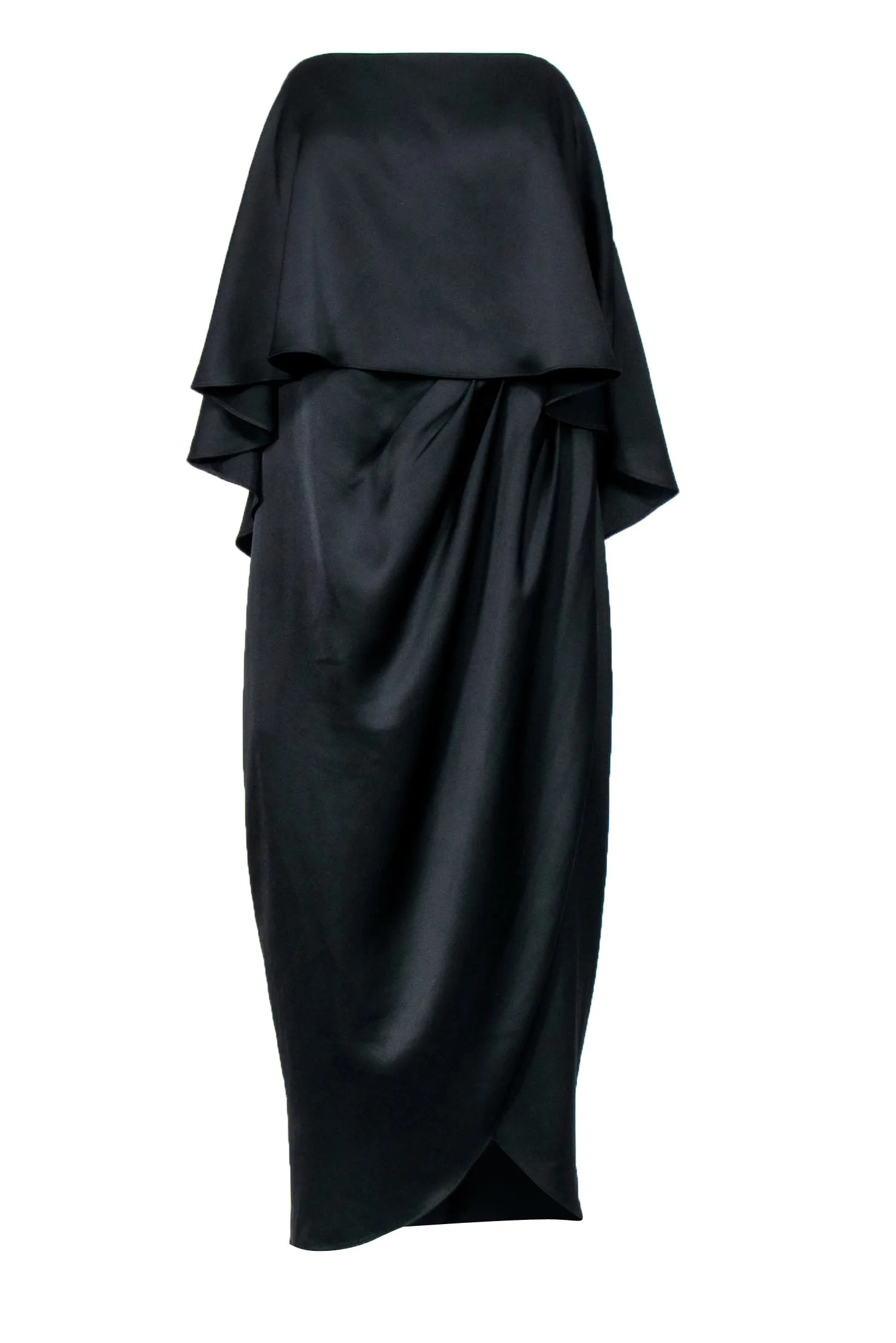 BHLDN by Anthropologie - Black Crepe Strapless Midi Dress w/ Overlay Sz 16