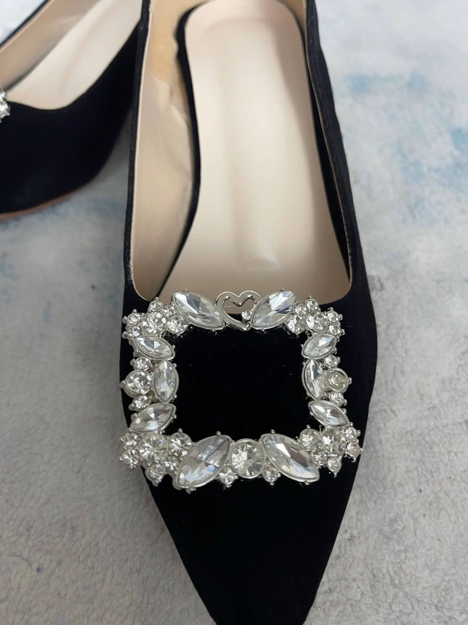 Black Pump Heels With Stones