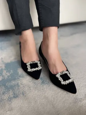Black Pump Heels With Stones