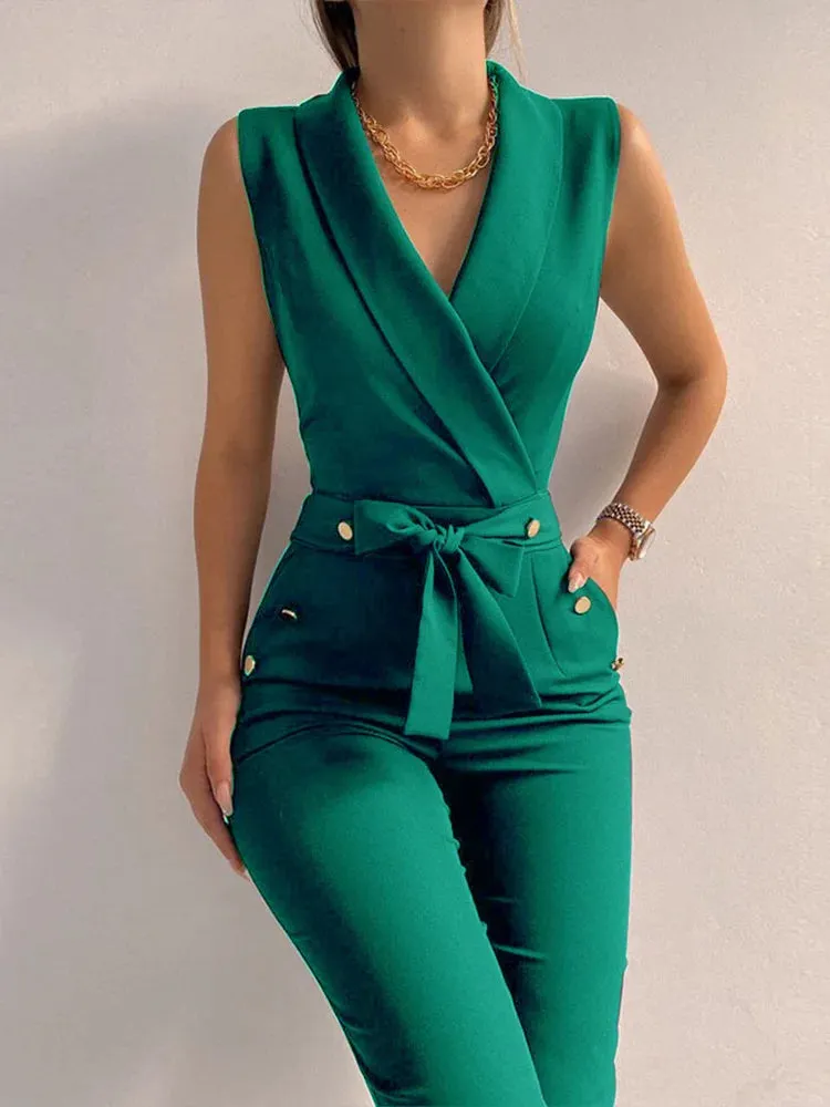 Casual Button Up Jumpsuit