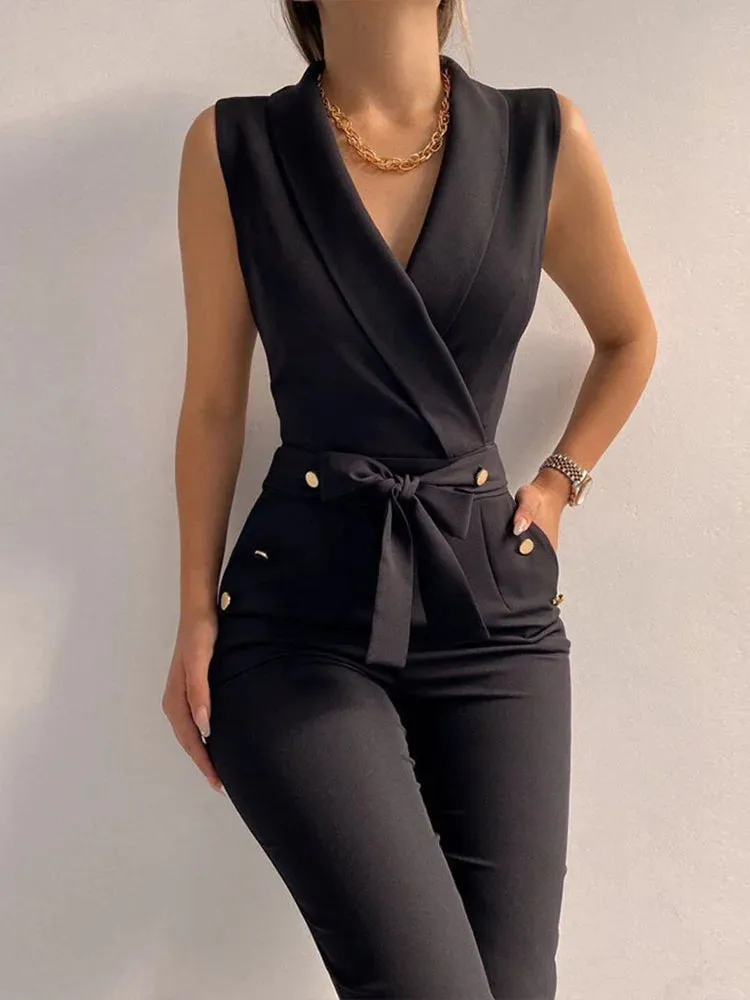Casual Button Up Jumpsuit