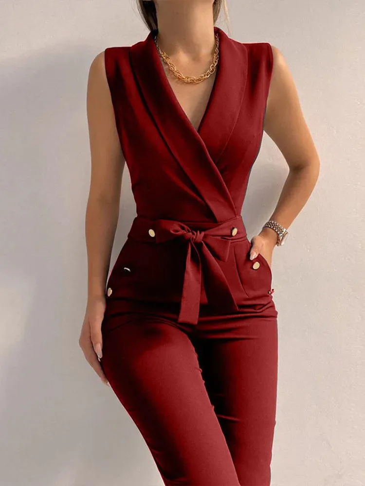 Casual Button Up Jumpsuit