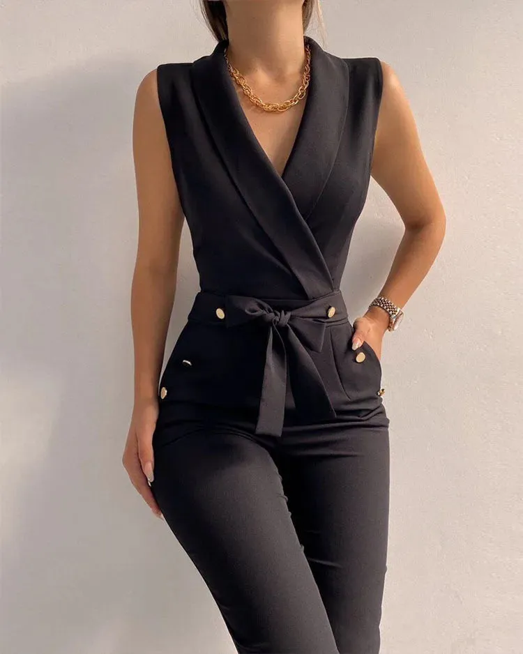 Casual Button Up Jumpsuit