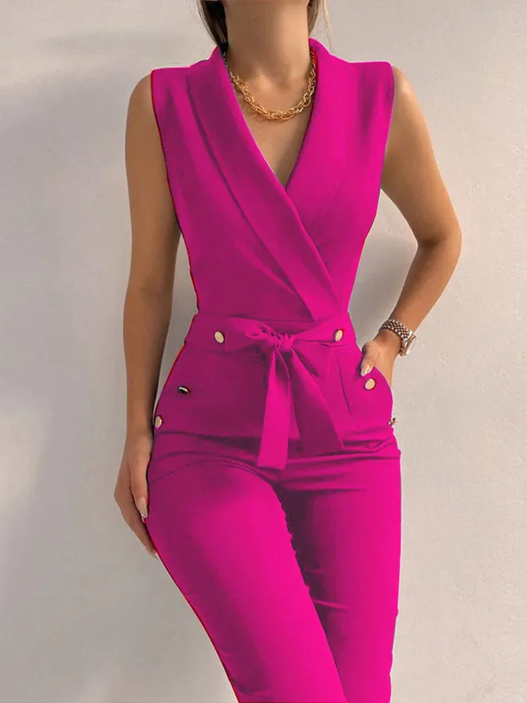 Casual Button Up Jumpsuit