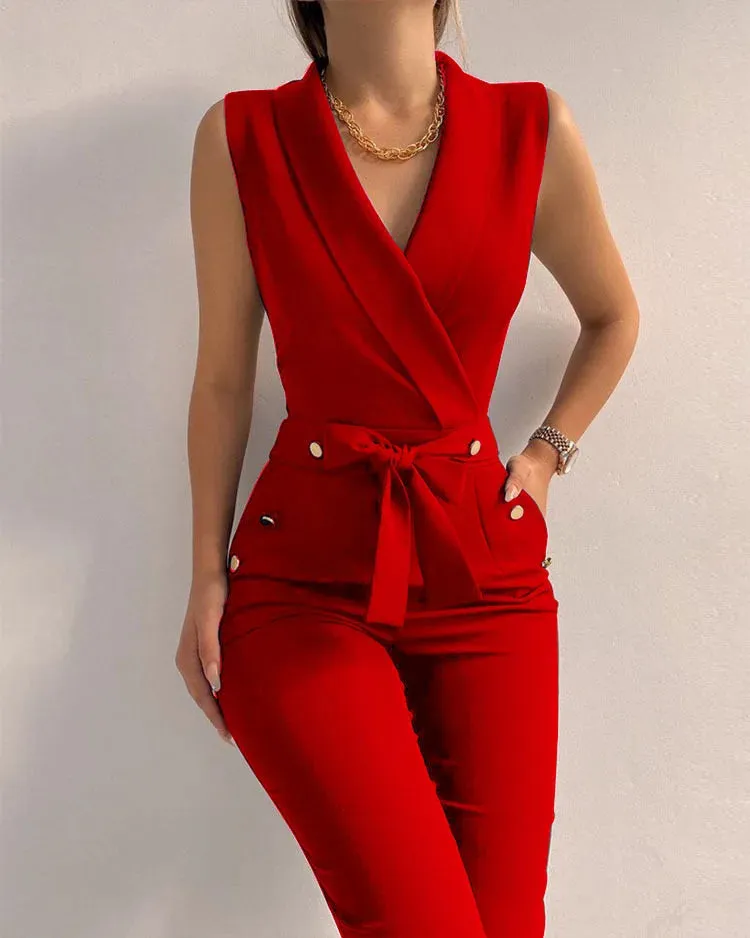Casual Button Up Jumpsuit