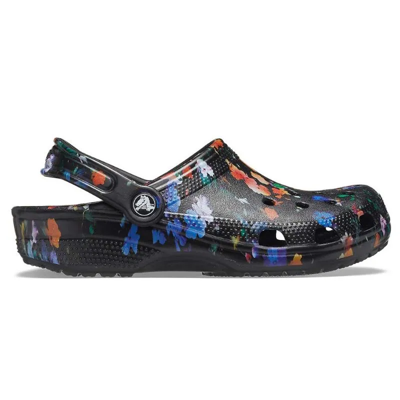 Crocs Unisex Classic Floral Clogs - Black