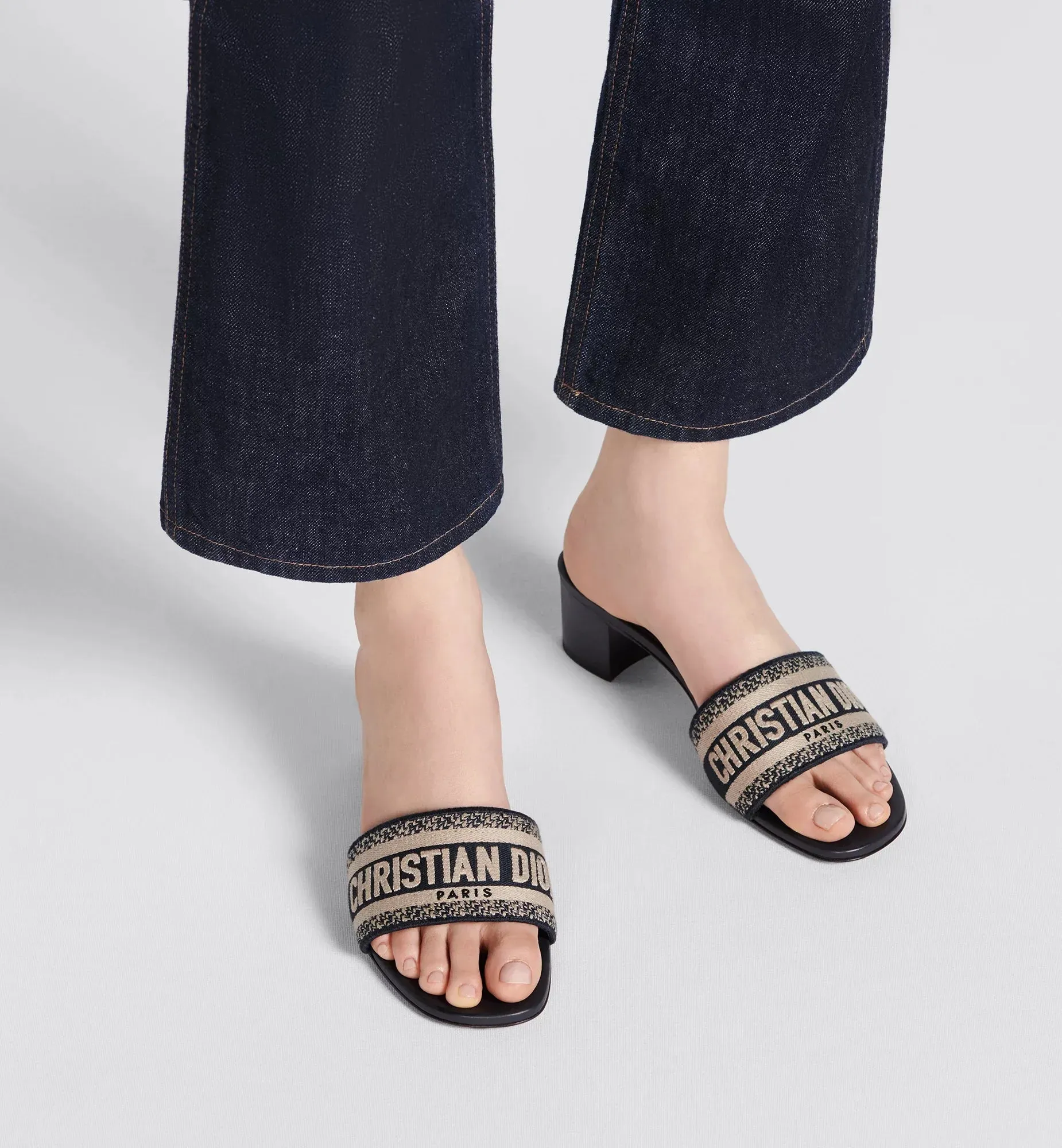 Dway Heeled Embroidered Slide