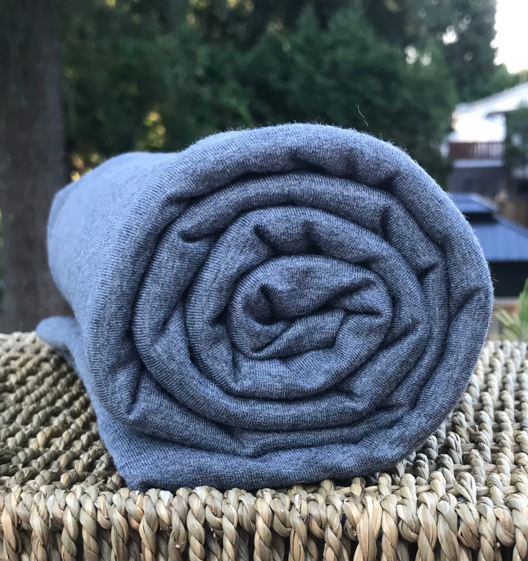 Heather Dark Grey Bamboo Stretch French Terry Fabric Wholesale