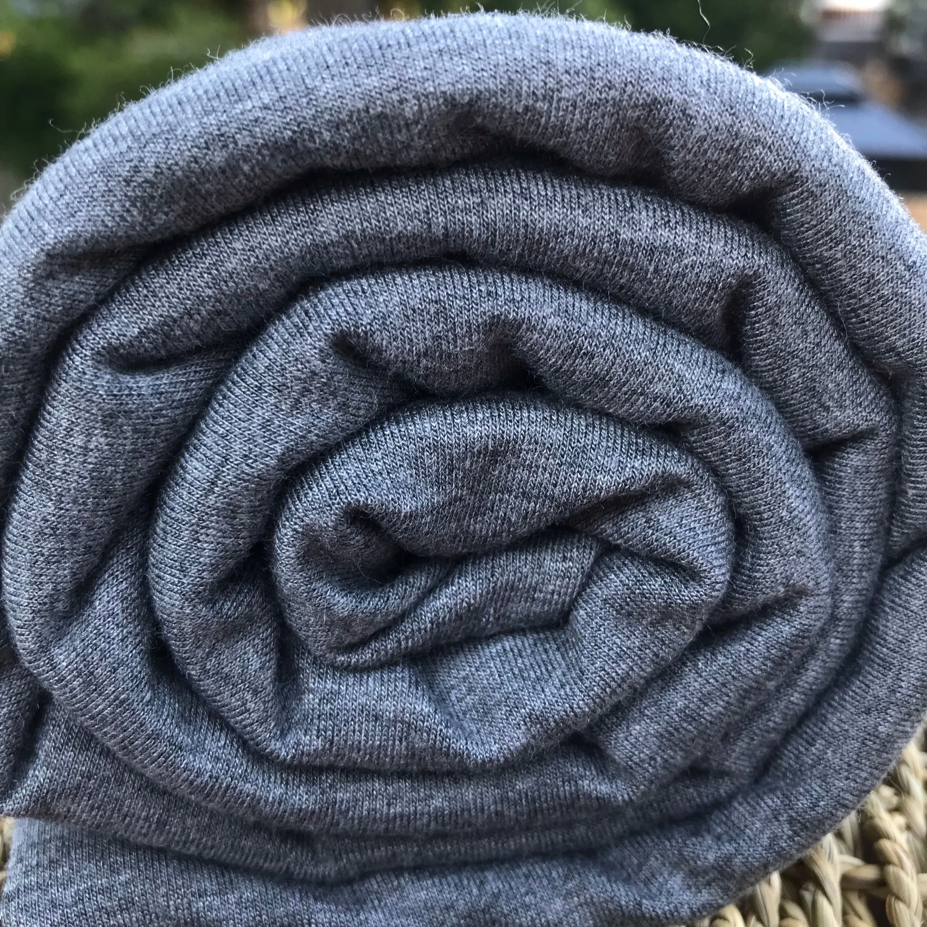 Heather Dark Grey Bamboo Stretch French Terry Fabric Wholesale