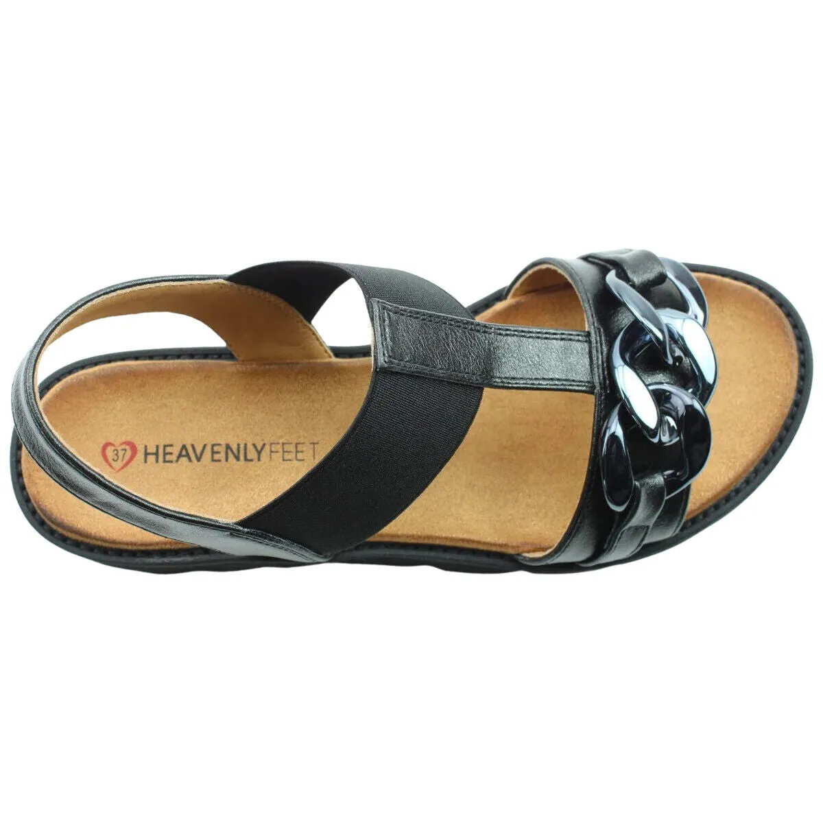 Heavenly Feet Lulu Vegan Friendly Chunky Sole Sandal BLACK