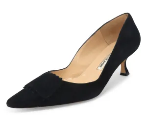 Manolo Blahnik Black Suede Buckle Heels sz 10.5