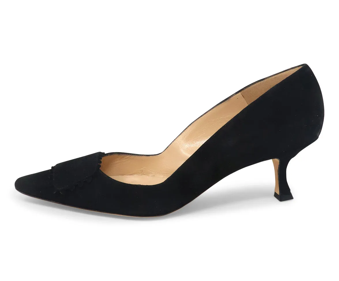Manolo Blahnik Black Suede Buckle Heels sz 10.5