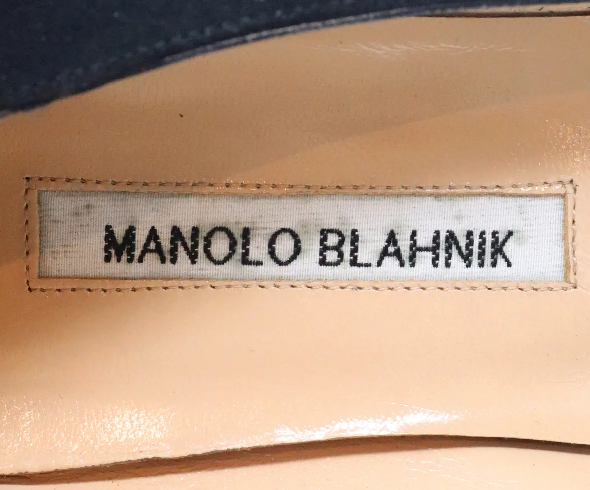 Manolo Blahnik Black Suede Buckle Heels sz 10.5
