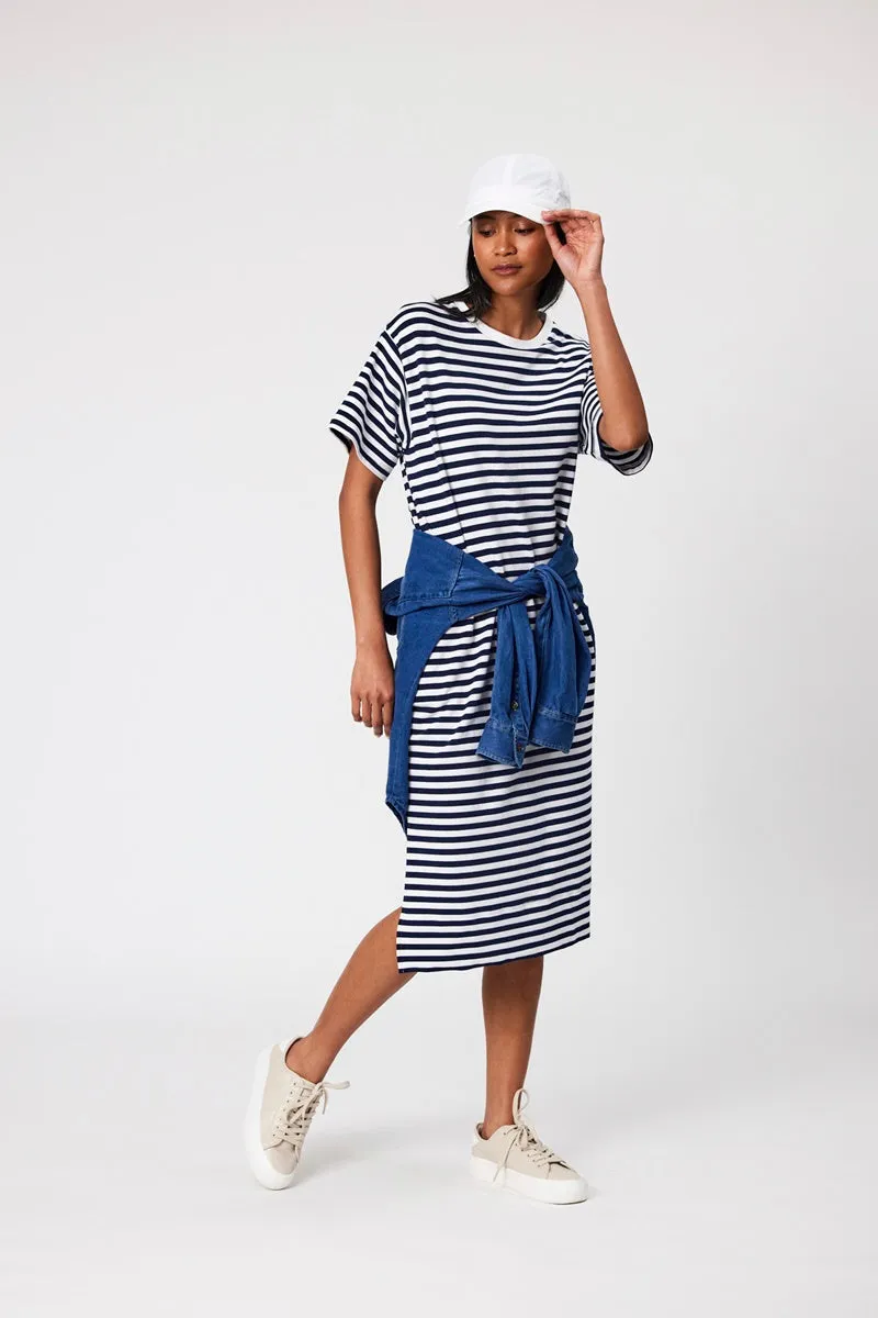 Marlow - Weekday Midi Dress - Navy Stripe