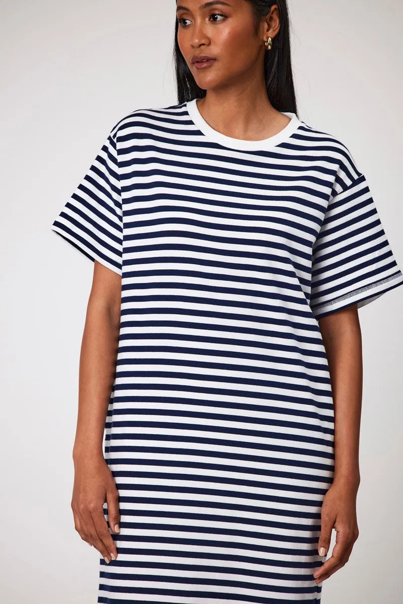 Marlow - Weekday Midi Dress - Navy Stripe