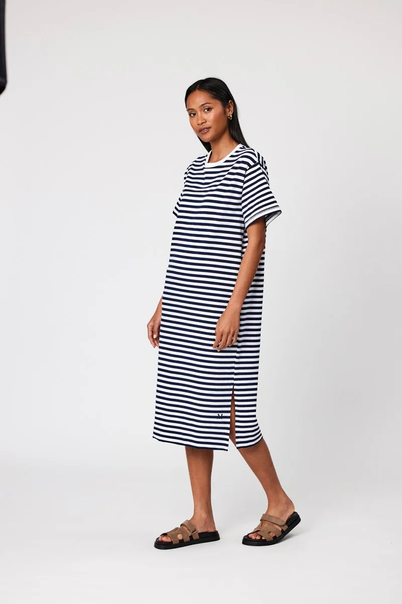 Marlow - Weekday Midi Dress - Navy Stripe