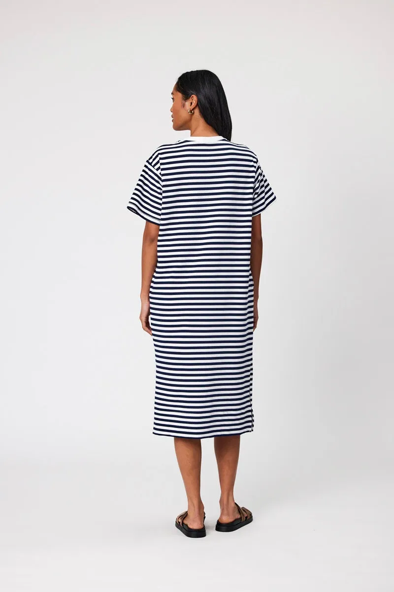 Marlow - Weekday Midi Dress - Navy Stripe