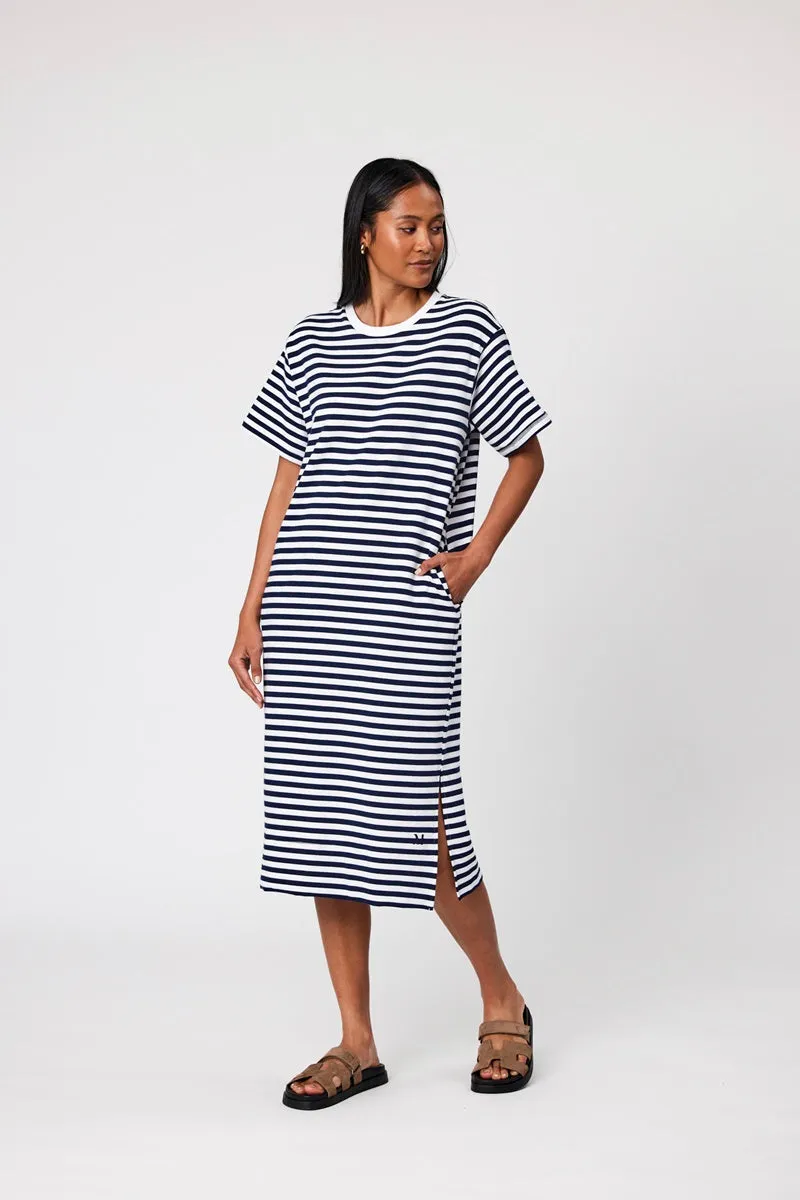 Marlow - Weekday Midi Dress - Navy Stripe