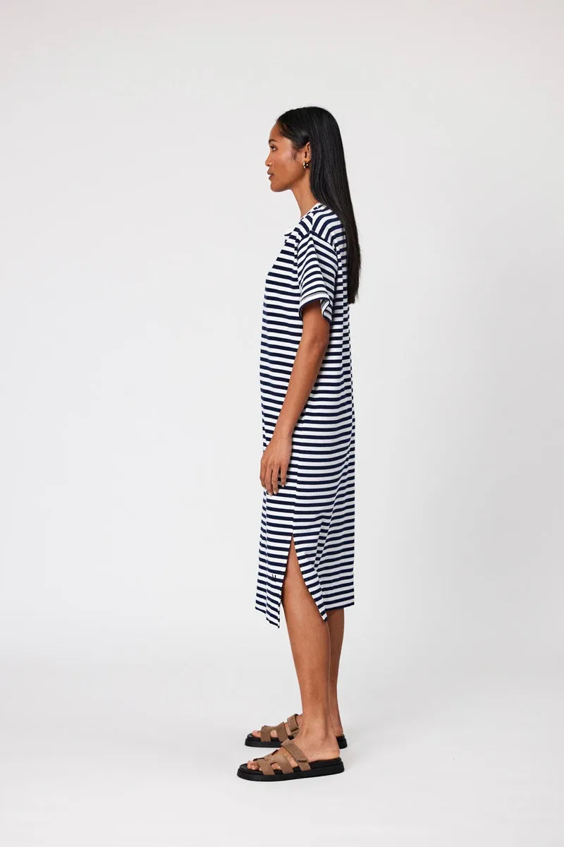 Marlow - Weekday Midi Dress - Navy Stripe