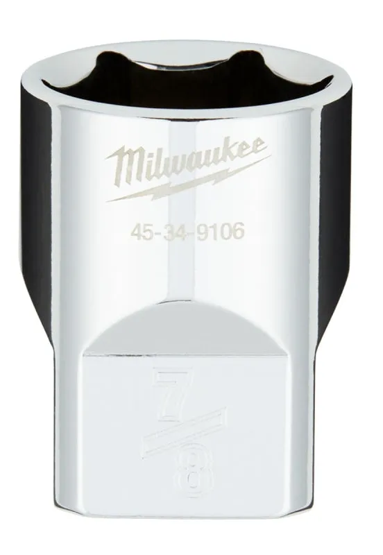 Milwaukee 45-34-9106 Socket, 7/8 in Socket, 1/2 in Drive, 6-Point, Chrome Vanadium Steel, Chrome :CD: QUANTITY: 1