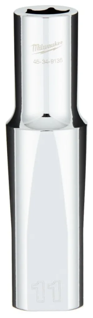 Milwaukee 45-34-9135 Socket, 11 mm Socket, 1/2 in Drive, 6-Point, Chrome Vanadium Steel, Chrome :CD: QUANTITY: 1