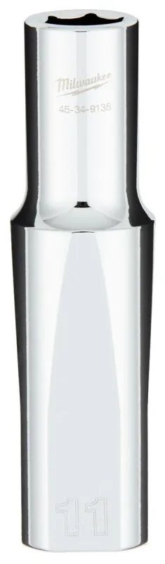 Milwaukee 45-34-9135 Socket, 11 mm Socket, 1/2 in Drive, 6-Point, Chrome Vanadium Steel, Chrome :CD: QUANTITY: 1
