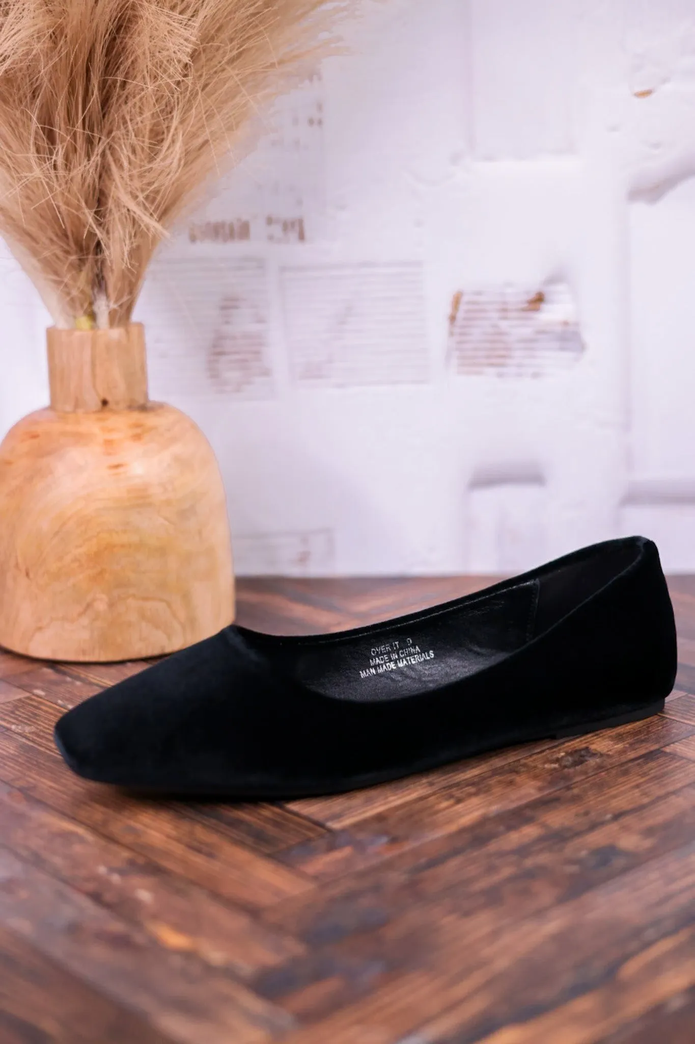 Over It Black Velvet Flats