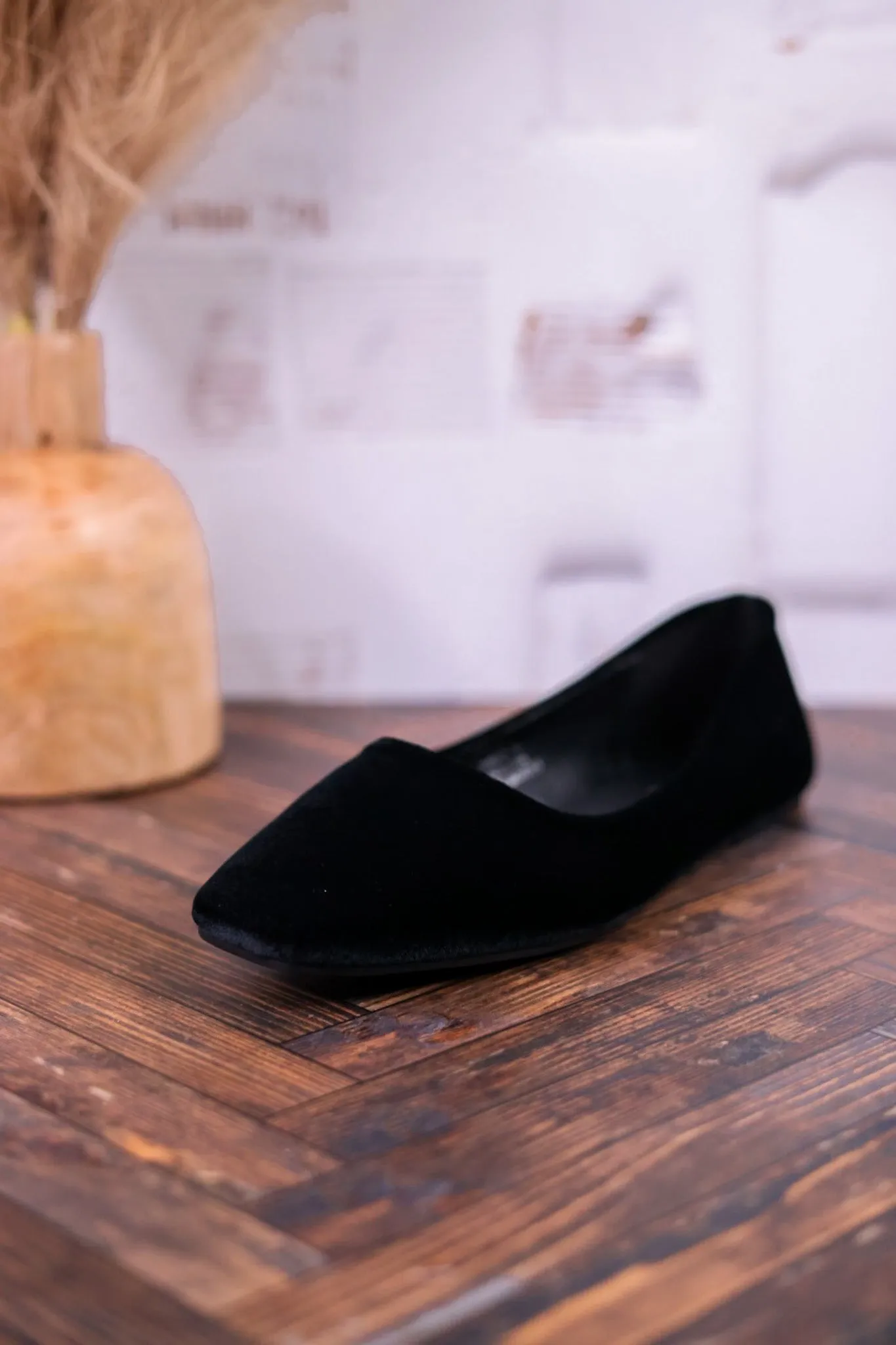 Over It Black Velvet Flats
