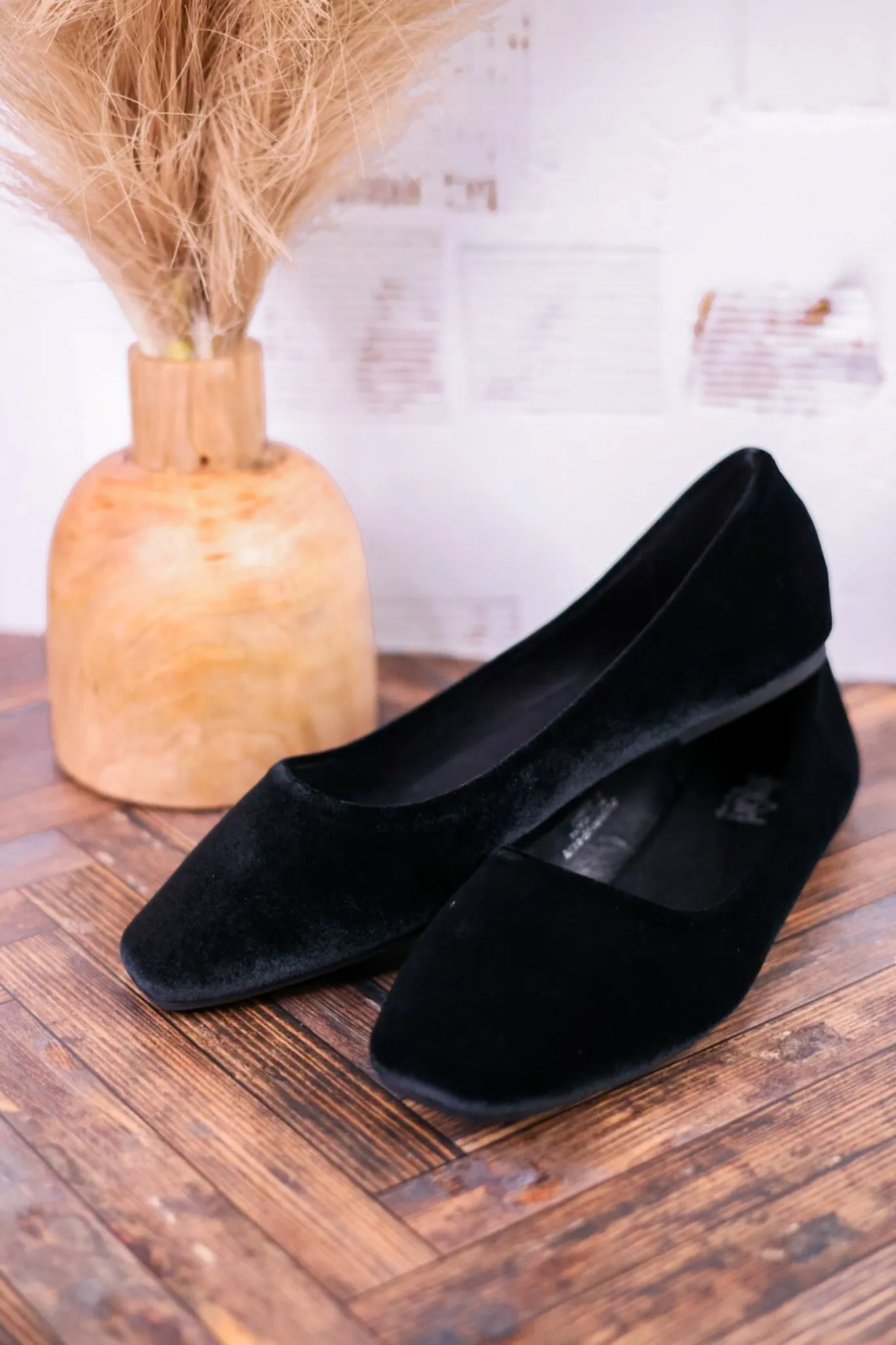 Over It Black Velvet Flats