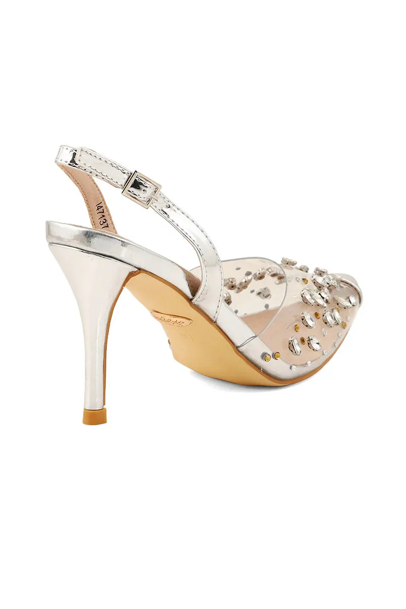 Party Wear Sling Back I47137-Silver