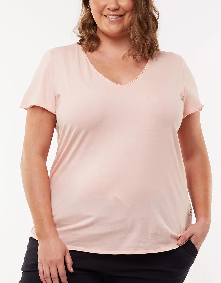 Plus Size V Neck Tee - Pink