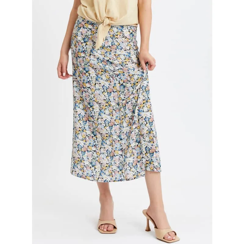 Point Zero Women's Long Floral Printed Skirt with Slit