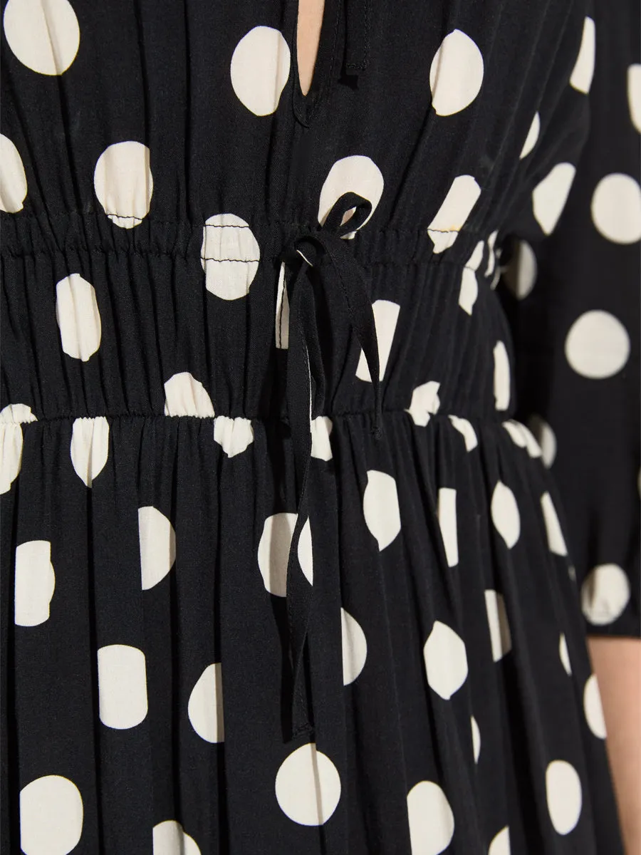 Polka Dot V-neck Midi Dress