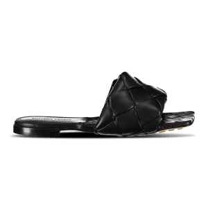 Quilted Leather Lido Flat Sandals Black