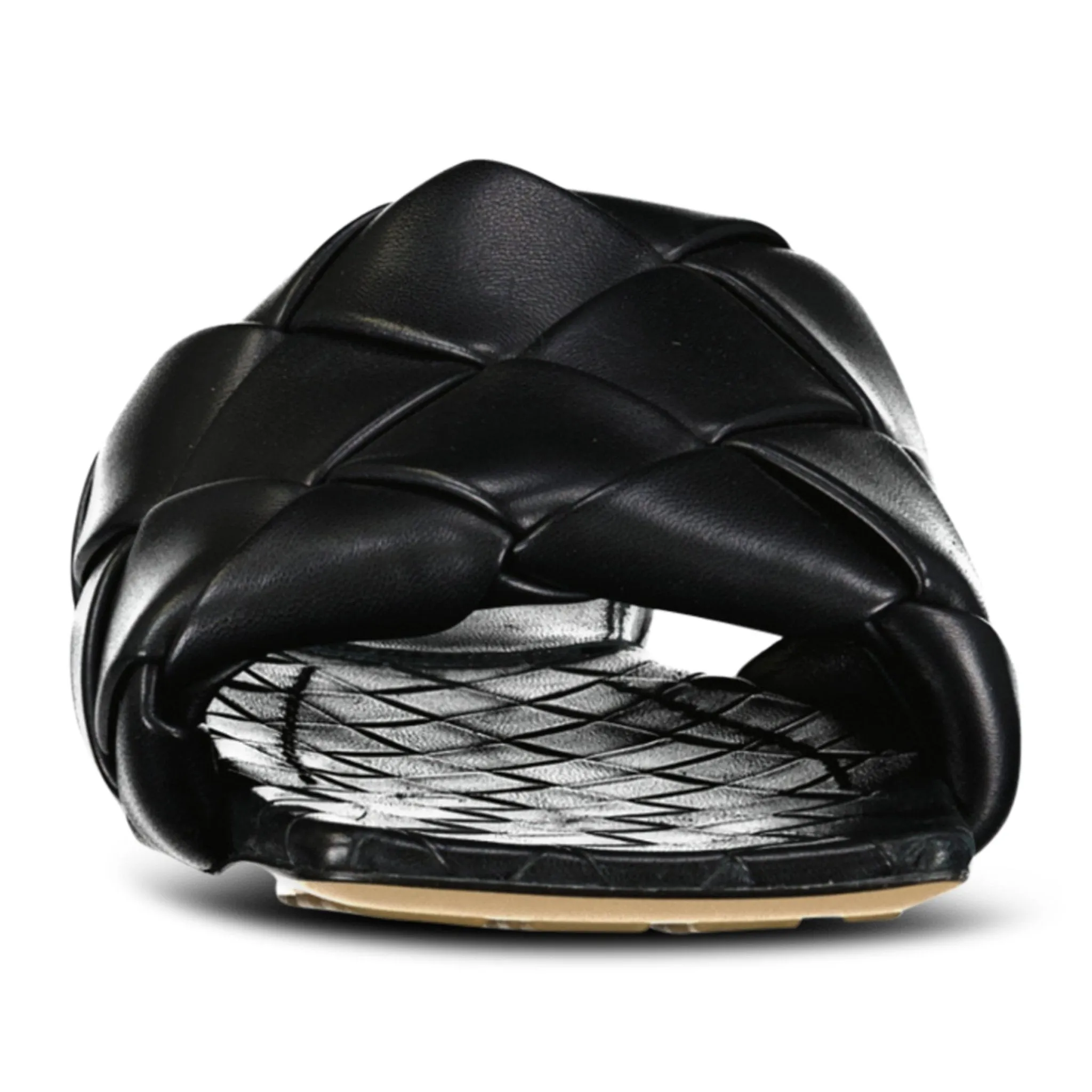 Quilted Leather Lido Flat Sandals Black