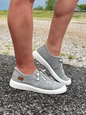 "Beachside" Slip On Canvas Sneaker in Raindrop Grey Twill by Blowfish Malibu