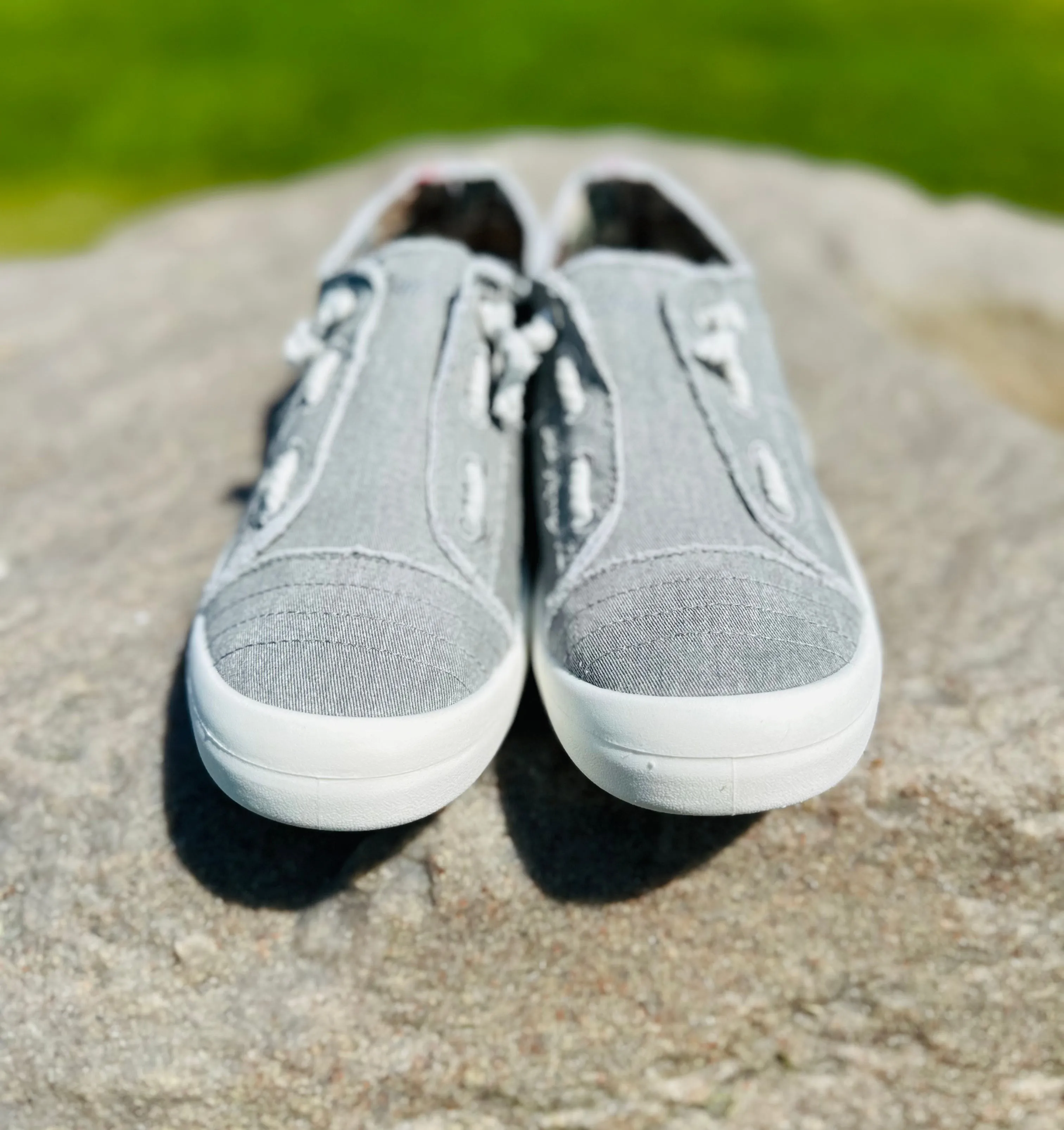"Beachside" Slip On Canvas Sneaker in Raindrop Grey Twill by Blowfish Malibu
