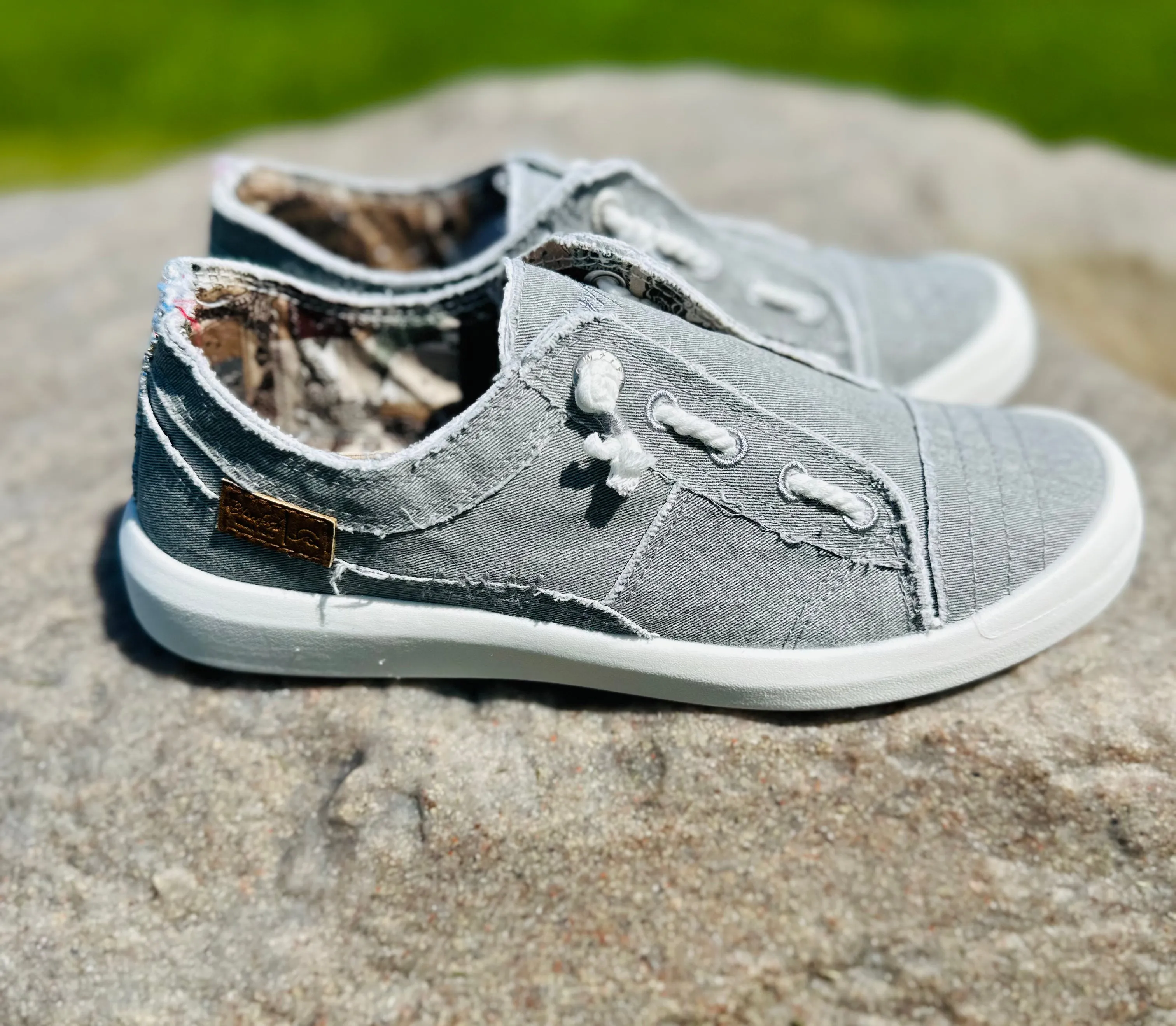 "Beachside" Slip On Canvas Sneaker in Raindrop Grey Twill by Blowfish Malibu