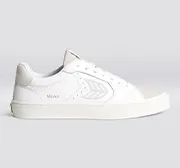SALVAS White Premium Leather Vintage White Suede Ice Logo Sneaker
